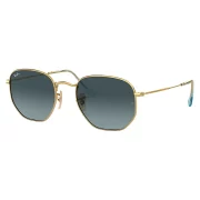 Lentes Rayban Hexagonales Rb3548N Acero Dorado Azul Gradiant M Unisex