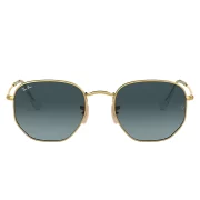 Lentes Rayban Hexagonales Rb3548N Acero Dorado Azul Gradiant M Unisex