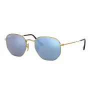 Lentes Rayban Hexagonales Rb3548N Acero Dorado Azul M Unisex