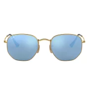 Lentes Rayban Hexagonales Rb3548N Acero Dorado Azul M Unisex