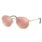 Lentes Rayban Hexagonales Rb3548N Acero Dorado Rosado M Unisex